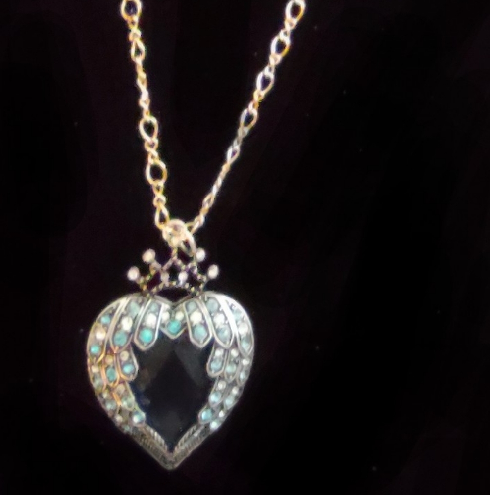 Betsey Johnson blue winged crown neck